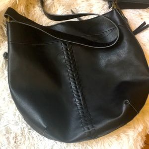 NWT Olive Black Leather Crossbody Bag With Zipper On Side and Back